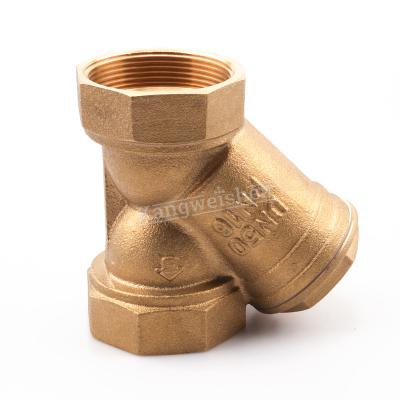 China Low Price PN16 General Y Female Strainer Brass Strainer Filter Valve With Stainless Steel Mesh Insert For Water for sale