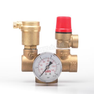 China General 100% Pressure Gauge Boiler Safety Component In Gas Water Heater Gas Boiler Brass Safety Valve for sale