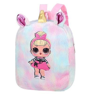 China China factory wholesale kids waterproof backpack bags soft fur kids school bag for girls cut out bag for girls for sale