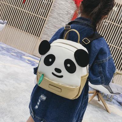 China PU waterproof cartoon panda backpack cute primary school students contrasting colors parent-child backpack for sale