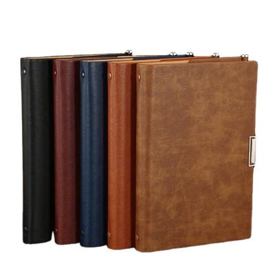 China PU Printed Logo Ring Binder Leather Loose-Leaf Customized Multifunctional Office 2023 A5 Meeting Notebook for sale