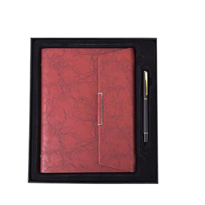 China Fashionable Business A5/B5 PU Leather Loose-leaf Multifunctional Customized Gift Box 6 Ring Binder Magnetic Buckle Notebook Set With Pen for sale