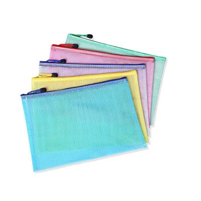 China Customizable A4/A5/B5/A6 PVC School Pencil Case Office File Bag Grid Zipper Structure Waterproof Stationery Bag for sale