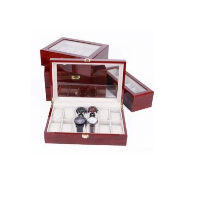 China Custom Wholesale Luxury Custom Made Velvet MDF Factory Price Stained Glass Watch Box Watch Display Box for sale