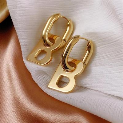 China Hiphop MC-22 Letter B Drop Earrings For Women Men Gold Silver Color Statement Earrings Trendy Stylish Korean Minimalist Jewelry for sale