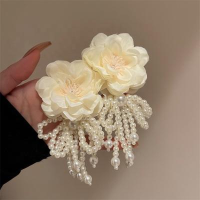 China CLASSIC Fashion Jewelry MC-23 2022 Sterling Silver Flower Pearl Tassel Earrings Big Cloth Earrings Statement 925 Accessories For Women for sale