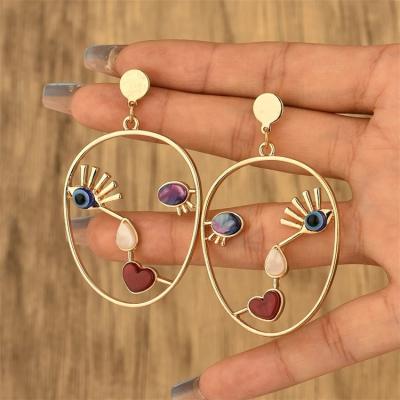 China Hiphop MC-40 exaggerated abstract face dangle earrings for women set wild direct design girls cocktail gifts jewelry wholesale for sale