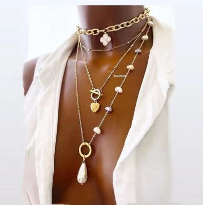 China MB-5 Vintage Fashion Jewelry Necklace Sets Necklace Sets Jewelry Pearl Alloy Statement Alloy Hip Hop Sexy Pendants For Necklace Stainless Steel for sale