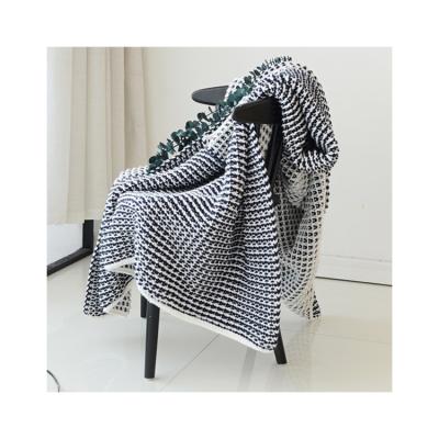 China Anti-Static Good Quality Waffle Knit Blanket Baby Handmade Knit Cozy Home Decoration Sofa Bed Pashmina Blanket for sale