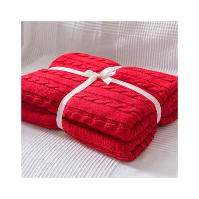 China Adult Portable Soft Knitted 100% Cotton Throw Blanket Anti-Static For Office Cut-off Knitted Throw Blanket for sale