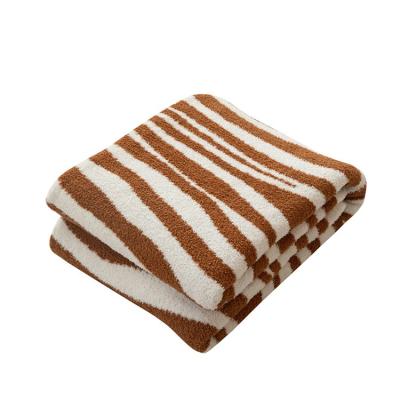 China Chunky Stripe Knit Cloth Soft Nap Blanket Soft Bedroom Baby Anti-static Warm Blanket for Home for sale