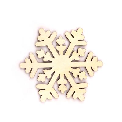 China Europe Unfinished Wooden Snowflake DIY Wooden Snowflake Ornaments Cutouts Christmas Tree Hanging Ornaments with Strings for DIY Christmas for sale