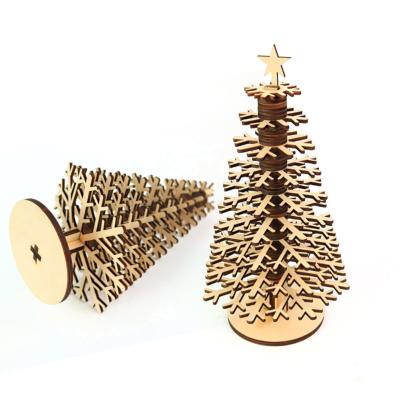 China Europe Decorative Mini Christmas Tree Ornaments Wooden Crafts For Office Room Table Decoration for sale