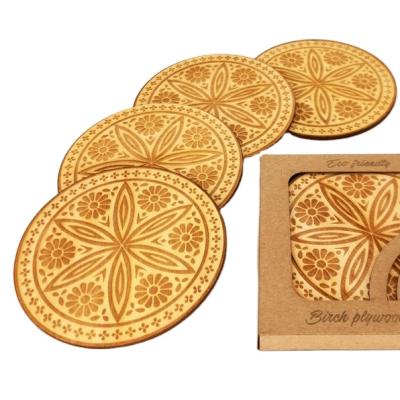 China Custom Shape Wooden Beverage Coaster Beverage Coasters Viable For New Home for sale