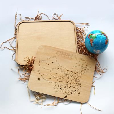 China European 3D Wooden Jigsaw Educational DIY Map for sale