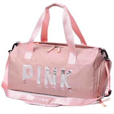 China Custom Made Lightweight Durable Waterproof Sports Bag Large Capacity Gym Duffel Pink Outdoor Duffel Bag With Shoe Compartment for sale