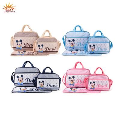 China Wholesale Fashion Water Resistant Printed With 3pcs Sets Multifunctional Mother And Baby Bag Messenger Single Shoulder Diaper Bags for sale