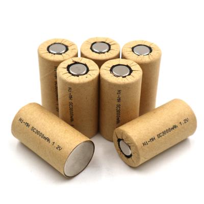 China Power Tools 1.2V NICD SC 3000mAh 3Ah NIMH High Rate Rechargeable Battery Cell With 10C To 15C Discharge Rate for sale