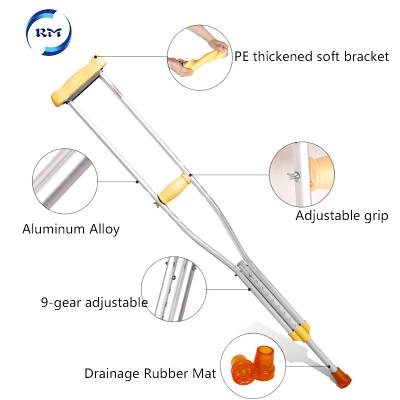 China Aluminum Alloy Comfortable Underarm Medical Adjustable Crutches for sale