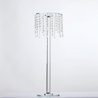 China Elegant Europe Crystal Tall Flower Stand Wedding Decoration Flower Stand with Hanging Crystals for Wedding Home Centerpieces for sale