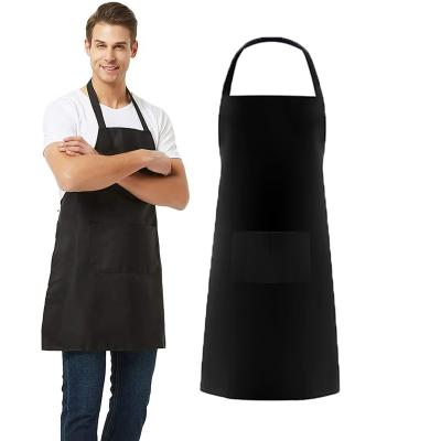 China Factory White Apron Washable Customized Adult Chef BBQ Kitchen Black Logo Apron Bib Apron for sale