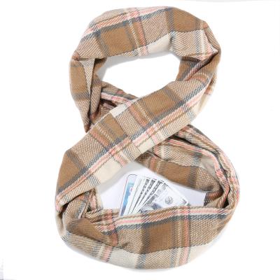 China Long New For Women Wrap Solid Color Travel Infinity Scarf With Hidden Pocket for sale