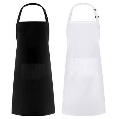 China Cheap Bulk Aprons Polyester Adjustable Waist Apron With Neck Tie Black Cotton Adjustable Apron for sale