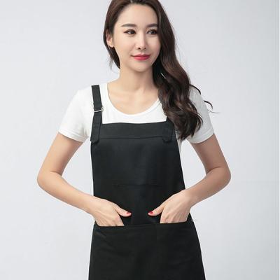 China Hot Sale Polyester Adjustable Waterproof Black Work Cleaning Apron With Pockets Bartender Aprons for sale