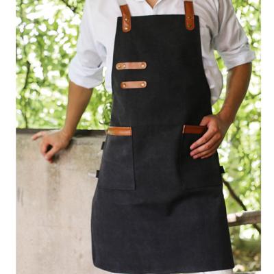 China Canvas Work BBQ Cleaning Apron Customized Logo Tool Apron Garden Aprons With Tool Pockets for sale