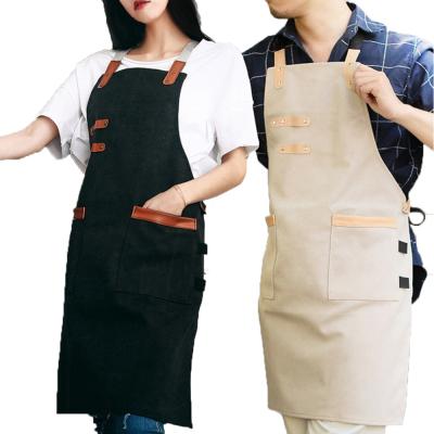 China Canvas Work BBQ Cleaning Apron Customized Logo Tool Apron Garden Cotton Aprons With Tool Pockets for sale