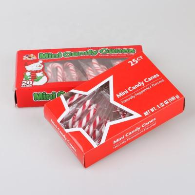 China Best Selling Normal Christmas Gift Box Packed 100g Mini Mint Candy Canes Stick Candy Hard Candy for sale