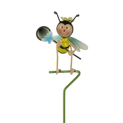 China Garden Accessories Wholesale Cute Insect Metal Bee Balance Garden Stake for sale