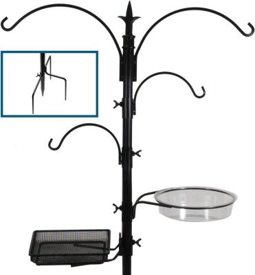 China Black Wild Stocked Pole Bird Bath Hanger Suet Feeder Stand Mesh Tray Bird Feeder and Bird Planter Hanger Hook for Bird Watching for sale