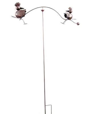 China Garden Accessories Balance Playing Bird Metal Iron Garden Swing Stake for sale