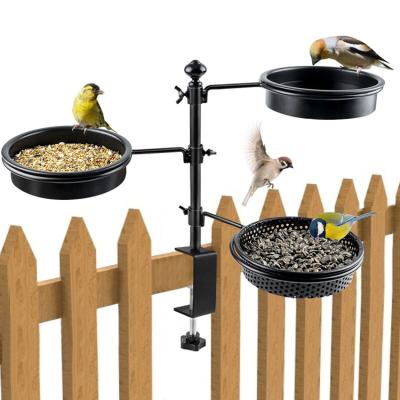 China Carbon Steel Deck Mounted Bird Feeder With Seed Scoop Dual Function Bag Cut Out Heavy Duty Hanging Tray Bird Feeder For Outdoors for sale