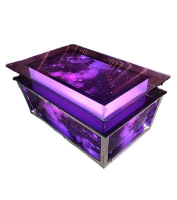 China Custom Modern Led Bar Counter Logo Marble Tempered Glass Top Custom Bar Tables For Disco Ktv Night Club for sale