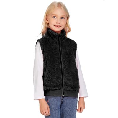 China Breathable High Quality Customizable Fashionable Sleeveless Zipper Kids Girls Shearling Sherpa Padded Vest With Pocket for sale