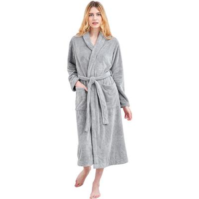 China Wholesale QUICK DRY Women's Wholesale Super Coral Fleece Absorbent Good Quality Bathrobe Shedding Plush Luxury Long Robe for sale