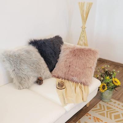 China 2022 New Design Anti-bacteria Custom Plush 45*45cm Plush Cushion Cover Sofa Home Decor Faux Fur Fluffy Cushion Cover for sale