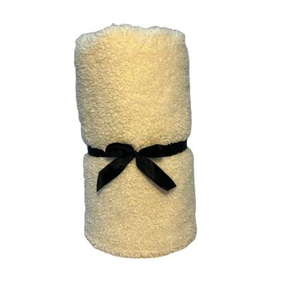 China Soft Factory Selling Curly 100% Polyester Teddy Fleece Cashmere Touch Throw Blanket for sale