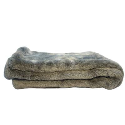 China Very soft gray tip-dyed 100% polyester rabbit fur blanket for sale