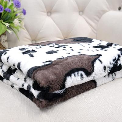 China Anti-bacteria Custom Brown Animal Black White Polyester Soft 100% Things Scare Printing Blanket Throws for sale