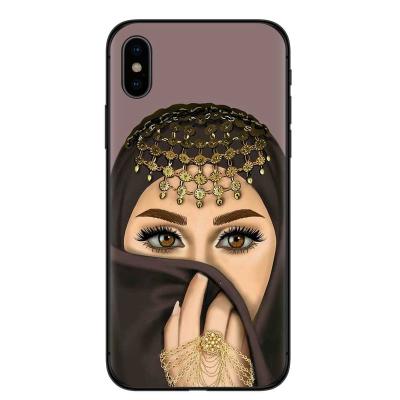 China Beautiful Luxury Classic Islamic Hijab Veil Girl 1.5 Mm TPU Tempered Glass Phone Case For iPhone 7 8 SE2020 11 12 13 for sale