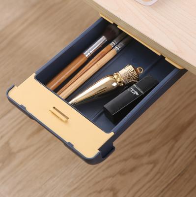 China Manufacturer Home Accessories Office School Home Stored Under Desk Drawer Organizer Self-Adhesive Pen Phone Storage Organizer Box for sale