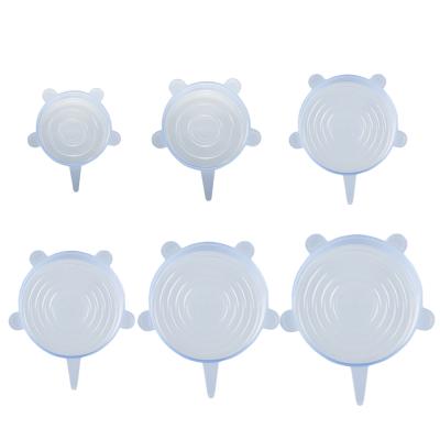 China Non Spill Flexible Reusable Leak Proof Silicone Stretch Lids Covers 6pcs/set for sale