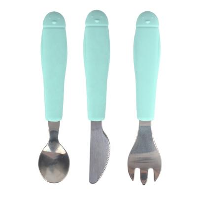 China Modern Baby Products Spoon Knife Fork Silicon Flatware Silicone Cutlery Feeding Set for sale