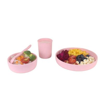 China BPA Free Eco Friendly Baby Tableware Kids Feeding Silicone Dish Bowl Cup Set Spoon for sale