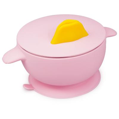 China High Quality Eco-friendly Sustainable Silicone 350ml BPA Free Suction Bowl With Lid Baby Silicone Bowl for sale