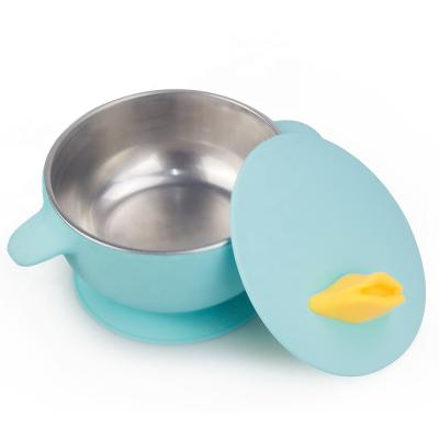 China SILICONE BOWL Baby Suction Feeding Bowl No Slip With Lid Cute Silicone Baby Bowl for sale