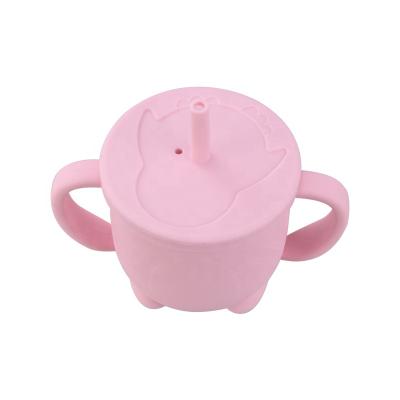 China Novelty Kids Feeding With Straw Infant Shaping Anti Puddle Silicone Sippy Cup for sale